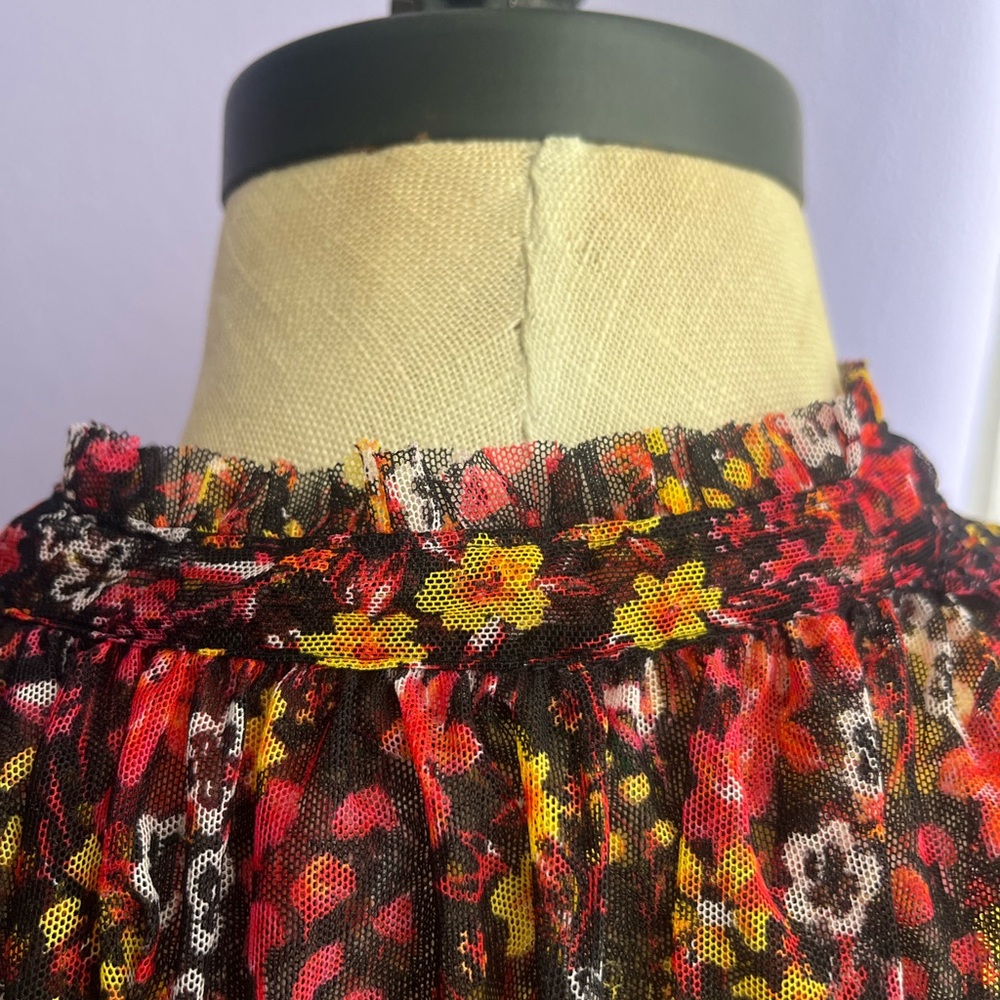 FREE PEOPLE 
Twyla Smocked Floral Mesh Top - Picture 13 of 14